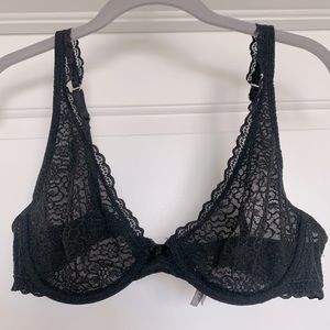 Aerie Black Lace, Unlined Plunge Bra